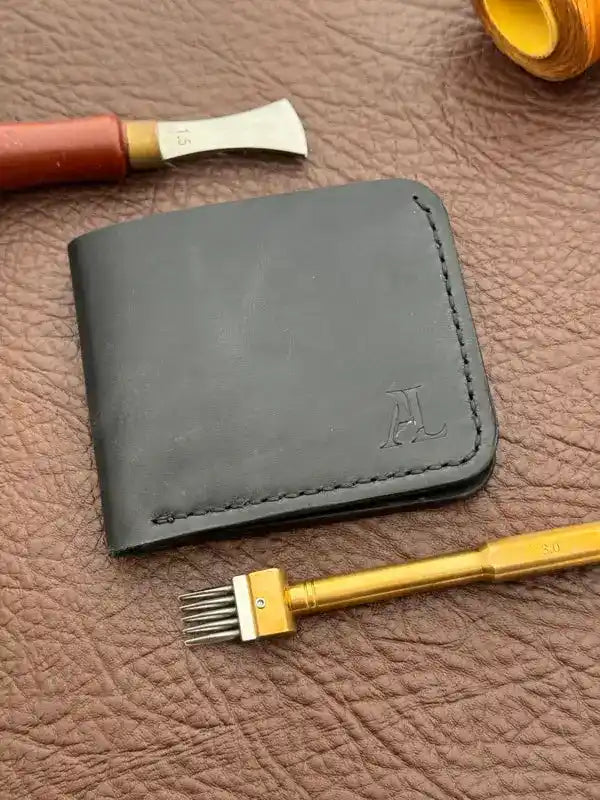 Bifold Wallet – Dark Gray Wax Pull-Up Leather