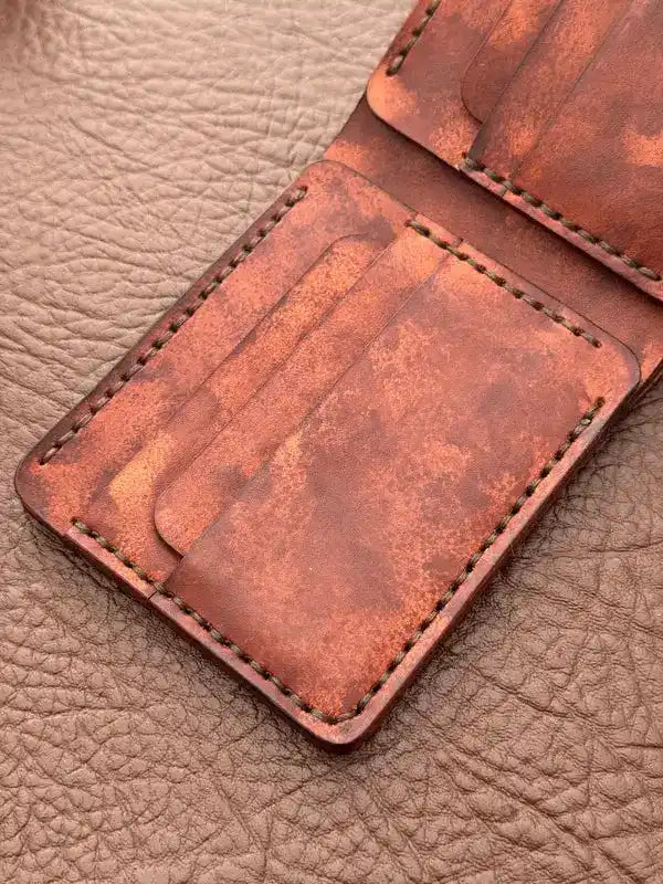 Bifold Wallet – Veg-Tan Leather with Hand Die Cutting