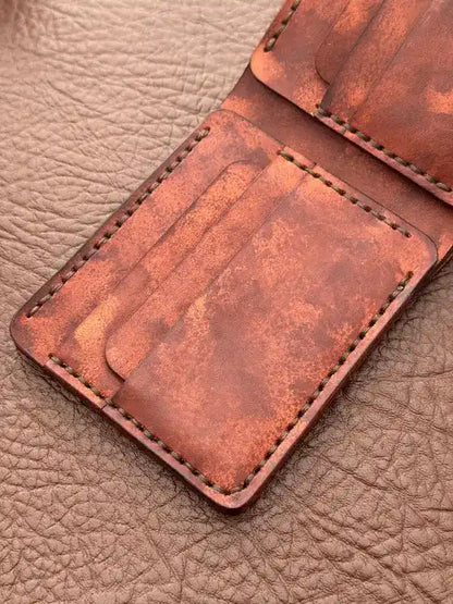 Bifold Wallet – Veg-Tan Leather with Hand Die Cutting