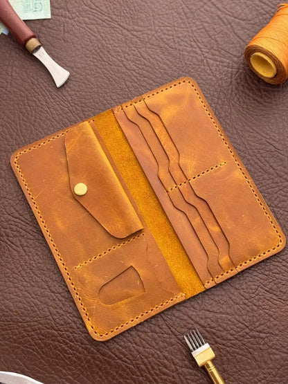 Flip Long Wallet – Yellow Wax Pull-Up Leather