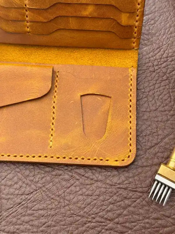 Flip Long Wallet – Yellow Wax Pull-Up Leather