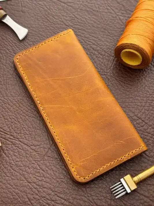 Flip Long Wallet – Yellow Wax Pull-Up Leather