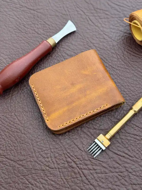 Bifold Wallet – Yellow Wax Pull-Up Leather