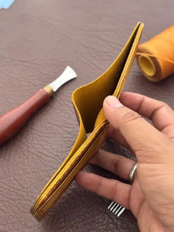 Bifold Wallet – Yellow Wax Pull-Up Leather