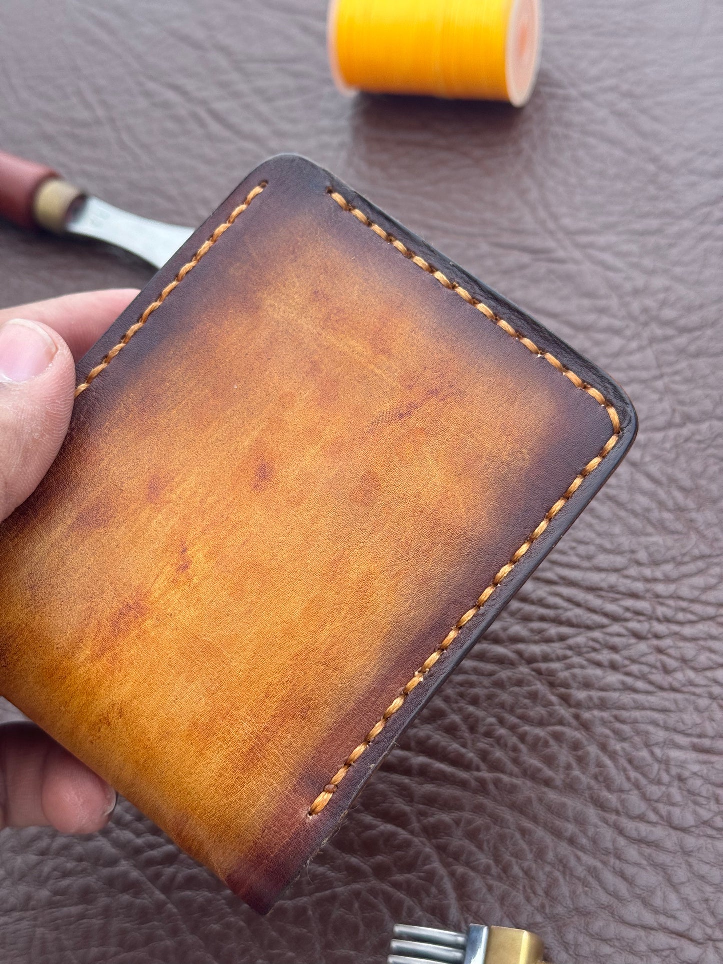 Bifold Wallet – Veg-Tan Leather with Hand Die Detailing