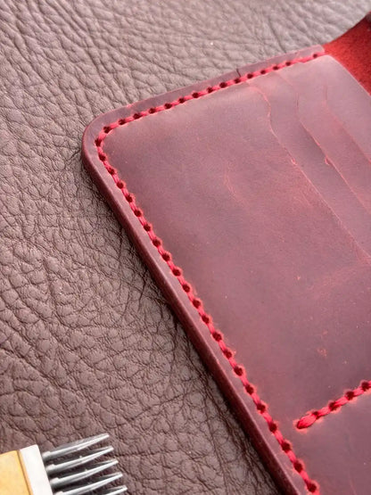 Long Wallet – Dark Red Wax Pull-Up Leather