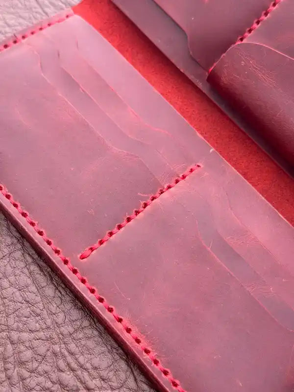 Long Wallet – Dark Red Wax Pull-Up Leather