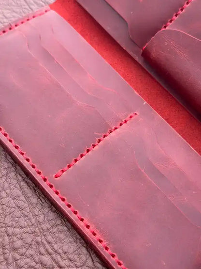 Long Wallet – Dark Red Wax Pull-Up Leather