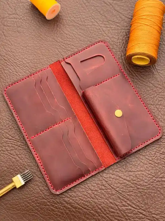 Long Wallet – Dark Red Wax Pull-Up Leather