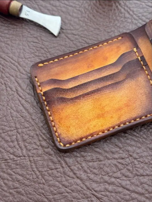Bifold Wallet – Veg-Tan Leather with Hand Die Detailing